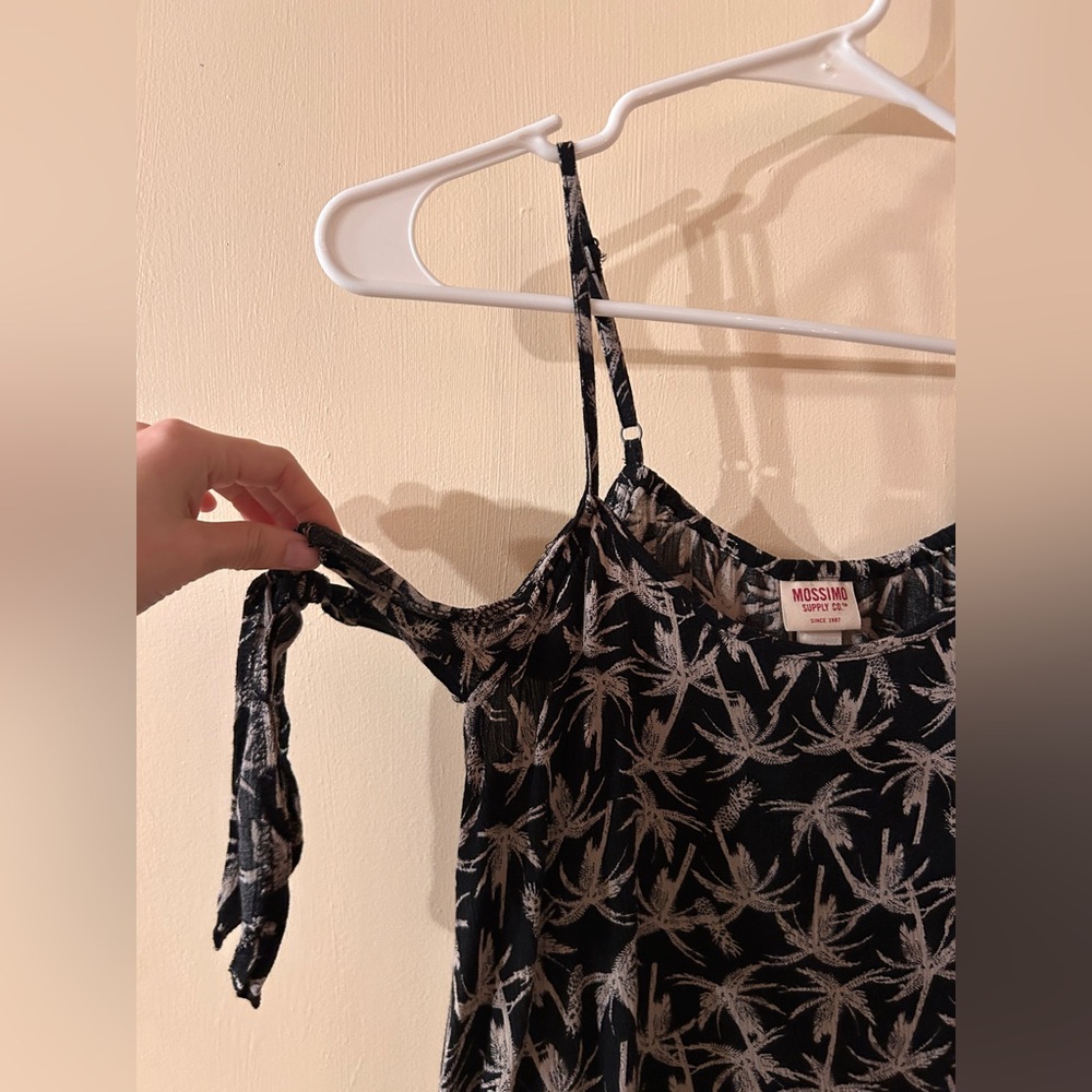 tropical/ palm tree blouse shell w/ decorative arm ties | Massimo (Target) - Picture 2 of 4